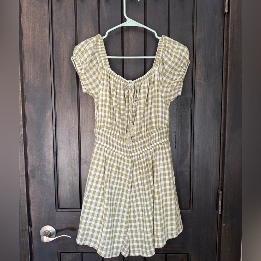 American Eagle Outfitters Green Gingham Romper